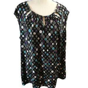 Notations Women 2X Sleeveless Polka Dot Blouse Business Festival